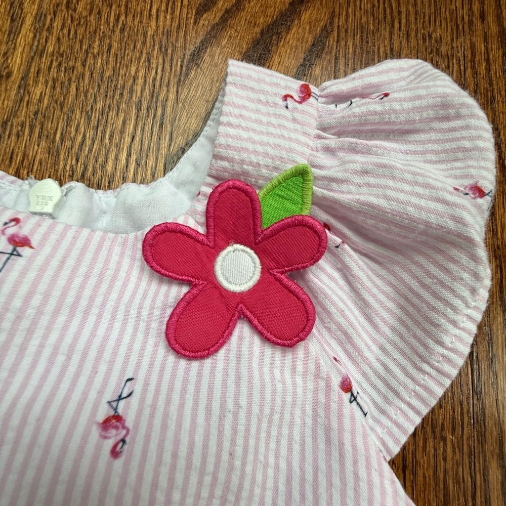 Florence Eiseman Seersucker Flamingo Print Dress 4T - Picture 3 of 9